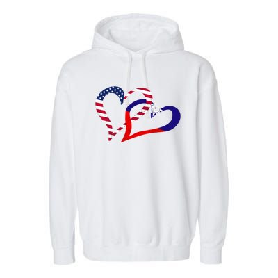 Taiwan Taiwanese Americans Usa Flag Colors Heart Love Gift Garment-Dyed Fleece Hoodie