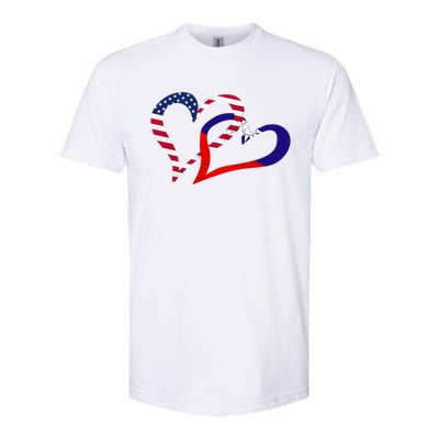 Taiwan Taiwanese Americans Usa Flag Colors Heart Love Gift Softstyle CVC T-Shirt