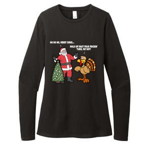 Thanksgiving Turkey And Santa Claus Christmas Too Early Gift Womens CVC Long Sleeve Shirt