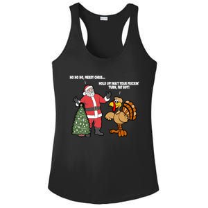 Thanksgiving Turkey And Santa Claus Christmas Too Early Gift Ladies PosiCharge Competitor Racerback Tank