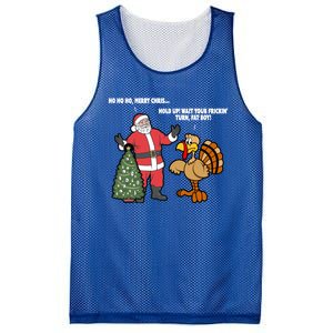 Thanksgiving Turkey And Santa Claus Christmas Too Early Gift Mesh Reversible Basketball Jersey Tank