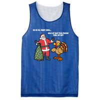 Thanksgiving Turkey And Santa Claus Christmas Too Early Gift Mesh Reversible Basketball Jersey Tank