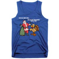 Thanksgiving Turkey And Santa Claus Christmas Too Early Gift Tank Top