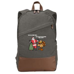 Thanksgiving Turkey And Santa Claus Christmas Too Early Gift Cotton Canvas Backpack