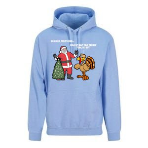 Thanksgiving Turkey And Santa Claus Christmas Too Early Gift Unisex Surf Hoodie