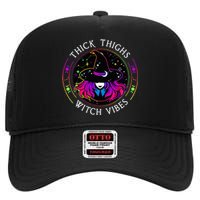 Thick Thighs And Witch Vibes Halloween Costume Witchy High Crown Mesh Back Trucker Hat