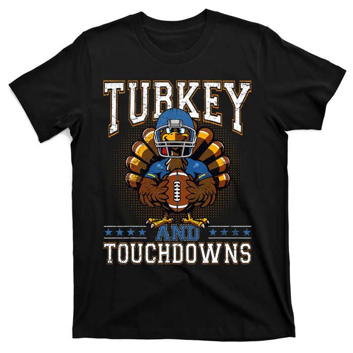 Thanksgiving Turkey And Touchdowns Football T-Shirt