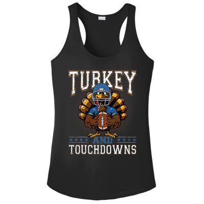 Thanksgiving Turkey And Touchdowns Football Ladies PosiCharge Competitor Racerback Tank