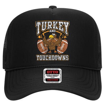 Thanksgiving Turkey And Touchdowns Football Kids High Crown Mesh Back Trucker Hat