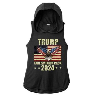 Trump Take America Back 2024 Ladies PosiCharge Tri-Blend Wicking Draft Hoodie Tank