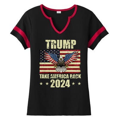 Trump Take America Back 2024 Ladies Halftime Notch Neck Tee