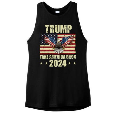 Trump Take America Back 2024 Ladies PosiCharge Tri-Blend Wicking Tank