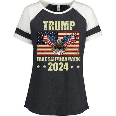 Trump Take America Back 2024 Enza Ladies Jersey Colorblock Tee