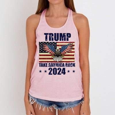 Trump Take America Back 2024 Women's Knotted Racerback Tank