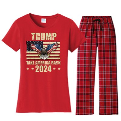 Trump Take America Back 2024 Women's Flannel Pajama Set