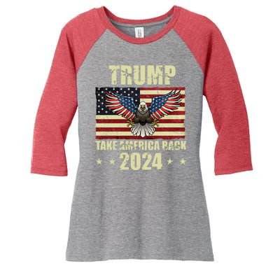 Trump Take America Back 2024 Women's Tri-Blend 3/4-Sleeve Raglan Shirt