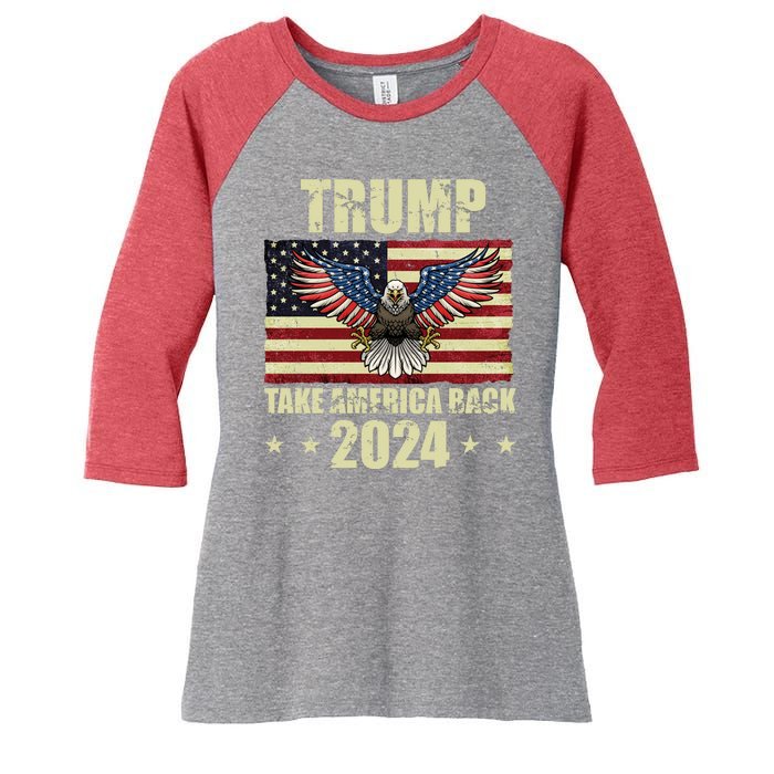 Trump Take America Back 2024 Women's Tri-Blend 3/4-Sleeve Raglan Shirt