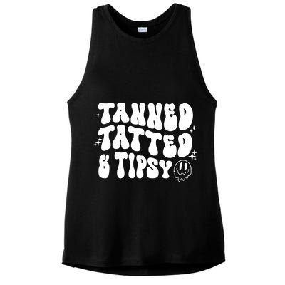 Tanned Tatted And Tipsy Trendy Beach Summer Vacation Great Gift Ladies PosiCharge Tri-Blend Wicking Tank