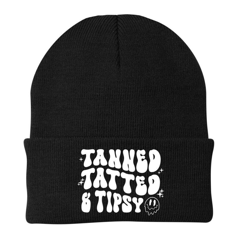 Tanned Tatted And Tipsy Trendy Beach Summer Vacation Great Gift Beanie