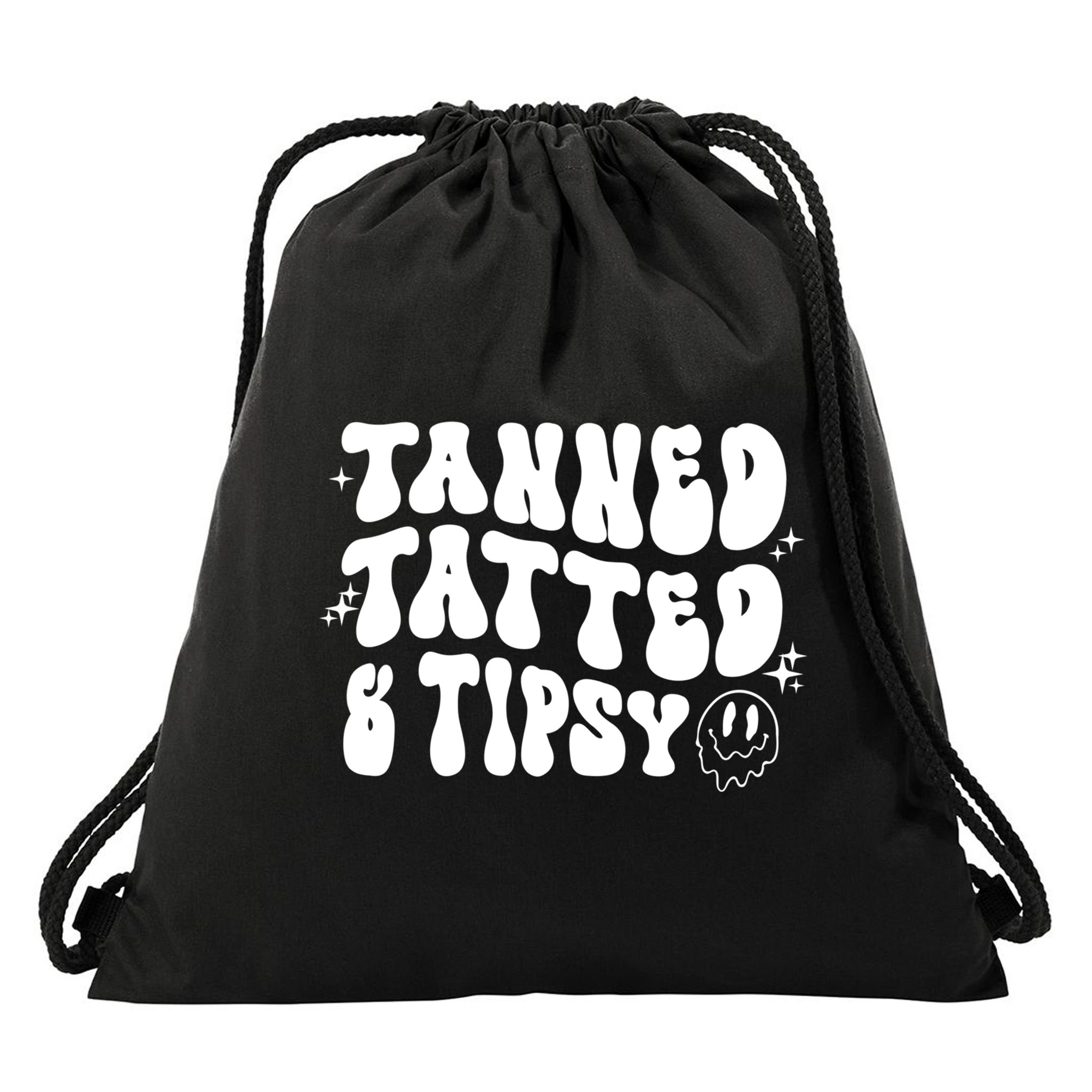 Tanned Tatted And Tipsy Trendy Beach Summer Vacation Great Gift Drawstring Bag