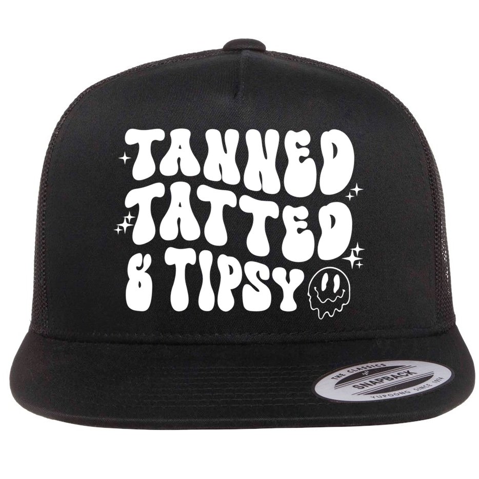 Tanned Tatted And Tipsy Trendy Beach Summer Vacation Great Gift Flat Bill Trucker Hat