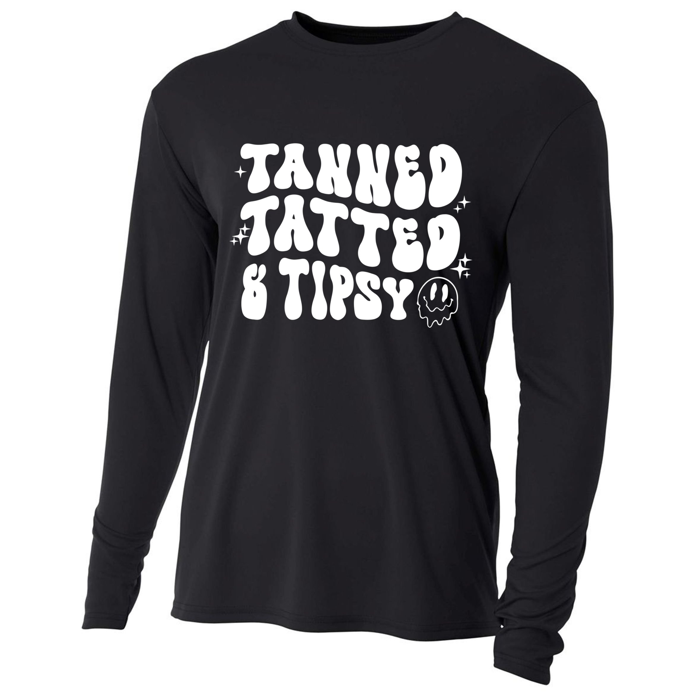 Tanned Tatted And Tipsy Trendy Beach Summer Vacation Great Gift Cooling Performance Long Sleeve Crew