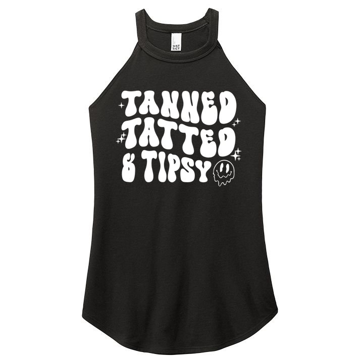 Tanned Tatted And Tipsy Trendy Beach Summer Vacation Great Gift Women's Perfect Tri Rocker Tank