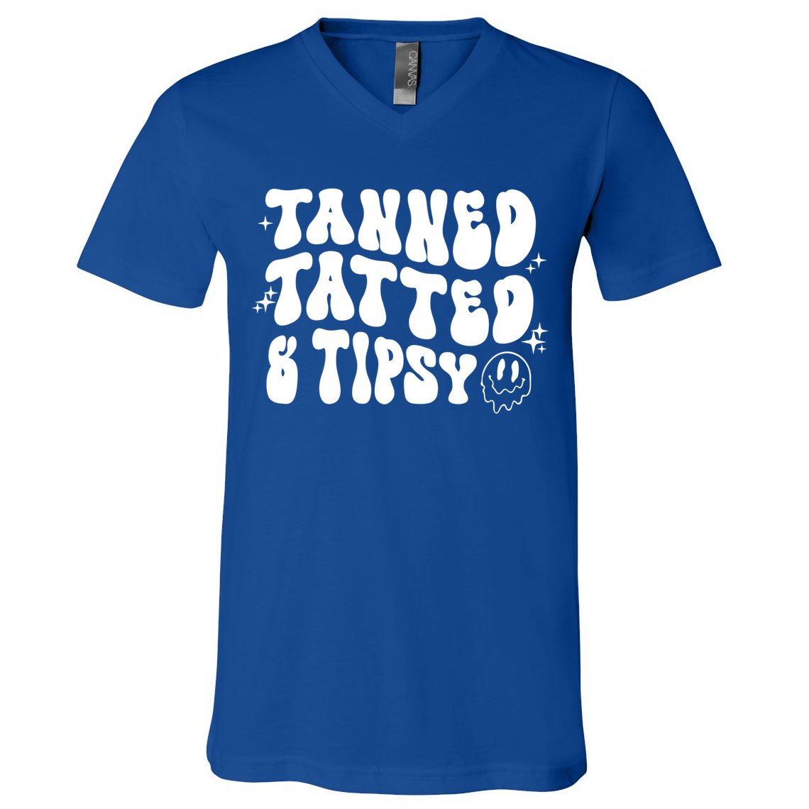 Tanned Tatted And Tipsy Trendy Beach Summer Vacation Great Gift V-Neck T-Shirt