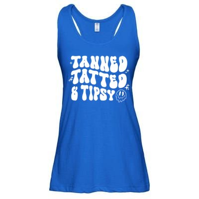 Tanned Tatted And Tipsy Trendy Beach Summer Vacation Great Gift Ladies Essential Flowy Tank