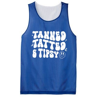 Tanned Tatted And Tipsy Trendy Beach Summer Vacation Great Gift Mesh Reversible Basketball Jersey Tank
