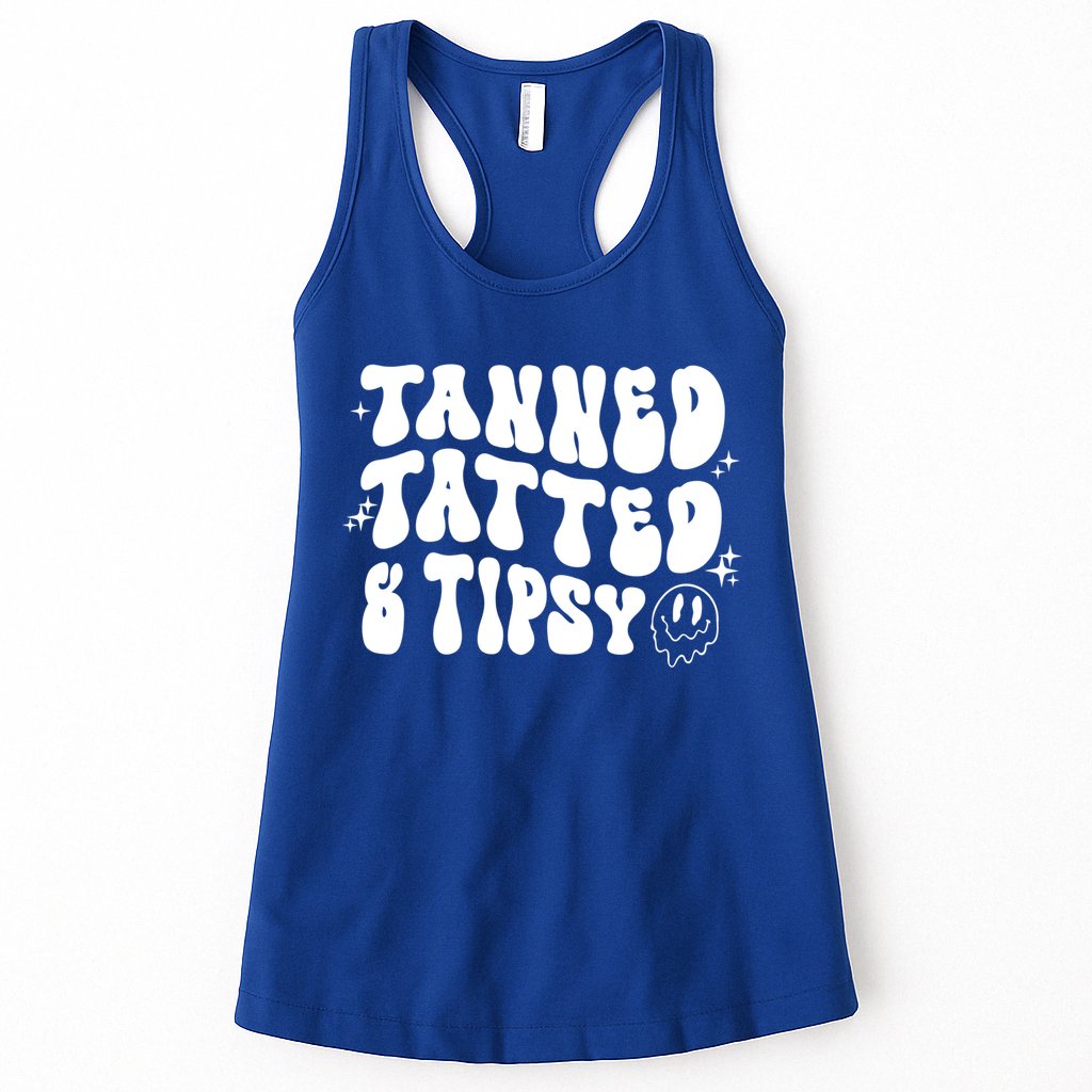 Tanned Tatted And Tipsy Trendy Beach Summer Vacation Great Gift Womens Tank Top