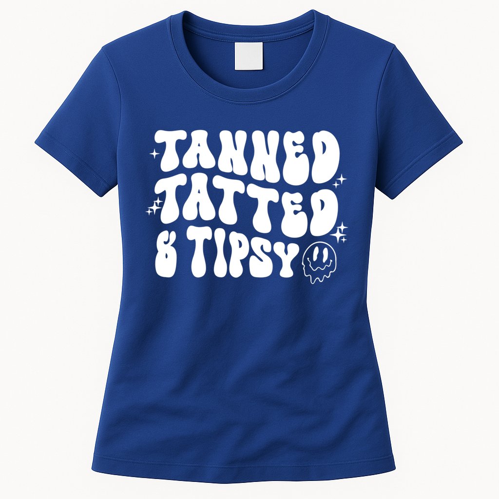 Tanned Tatted And Tipsy Trendy Beach Summer Vacation Great Gift Womens T-Shirt