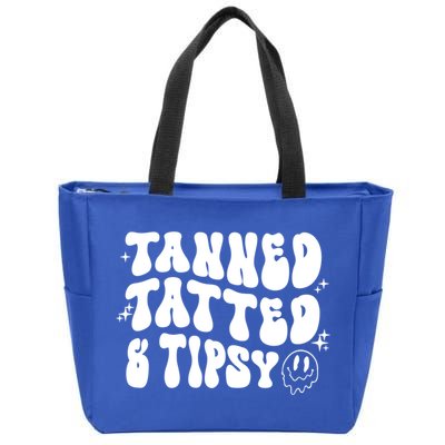 Tanned Tatted And Tipsy Trendy Beach Summer Vacation Great Gift Zip Tote Bag