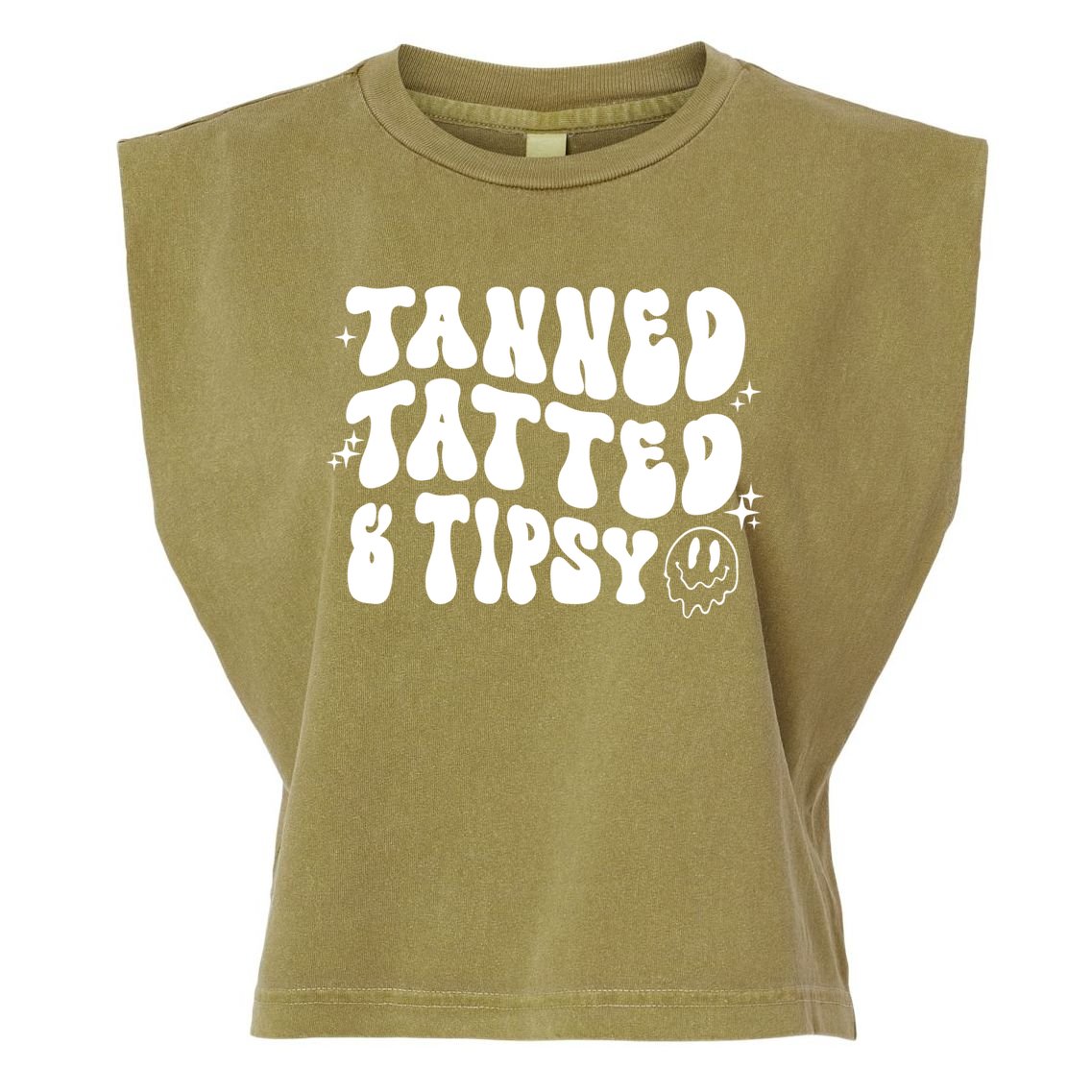 Tanned Tatted And Tipsy Trendy Beach Summer Vacation Great Gift Garment-Dyed Women's Muscle Tee