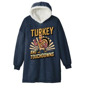 Thanksgiving Turkey And Touchdowns Football Hooded Wearable Blanket