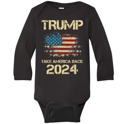 Trump Take America Back 2014 Stars and Stripes American Flag  Baby Long Sleeve Bodysuit