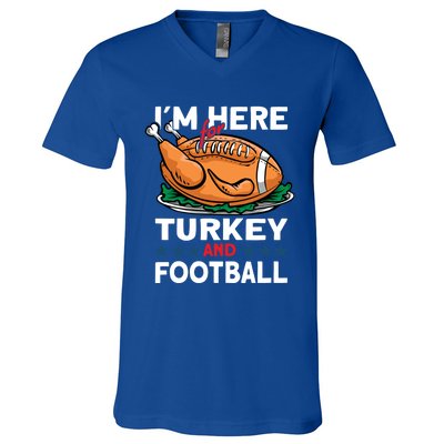 Thanksgiving Turkey And Football Great Gift V-Neck T-Shirt