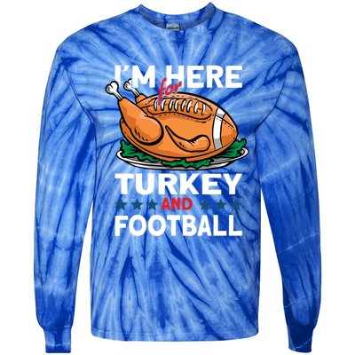 Thanksgiving Turkey And Football Great Gift Tie-Dye Long Sleeve Shirt