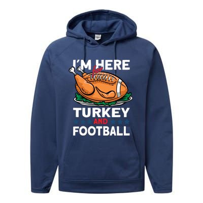 Thanksgiving Turkey And Football Great Gift Performance Fleece Hoodie