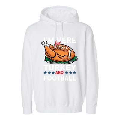 Thanksgiving Turkey And Football Great Gift Garment-Dyed Fleece Hoodie