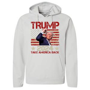 Trump Take America Back Fist Pump Shot Rally 2024 Performance Fleece Hoodie