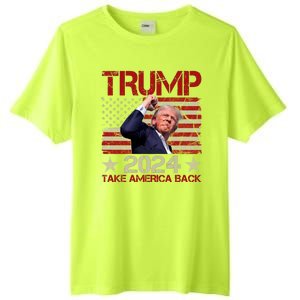 Trump Take America Back Fist Pump Shot Rally 2024 Tall Fusion ChromaSoft Performance T-Shirt