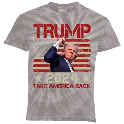 Trump Take America Back Fist Pump Shot Rally 2024 Kids Tie-Dye T-Shirt