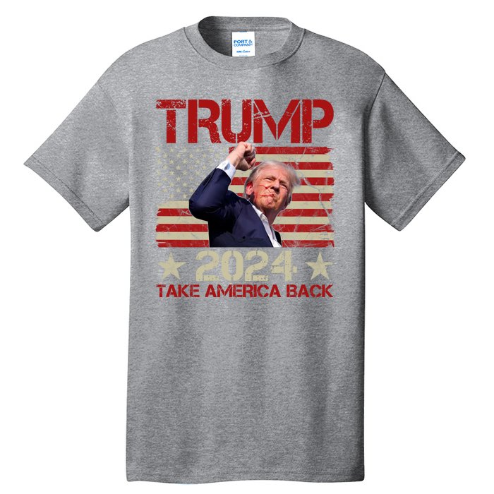 Trump Take America Back Fist Pump Shot Rally 2024 Tall T-Shirt