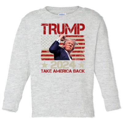 Trump Take America Back Fist Pump Shot Rally 2024 Toddler Long Sleeve Shirt