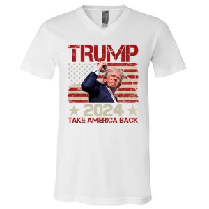 Trump Take America Back Fist Pump Shot Rally 2024 V-Neck T-Shirt