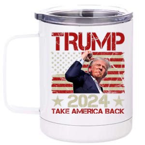 Trump Take America Back Fist Pump Shot Rally 2024 12 oz Stainless Steel Tumbler Cup