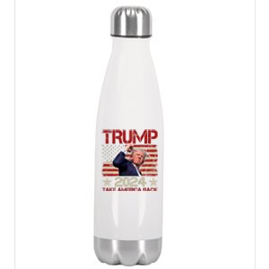 Trump Take America Back Fist Pump Shot Rally 2024 Stainless Steel Insulated Water Bottle