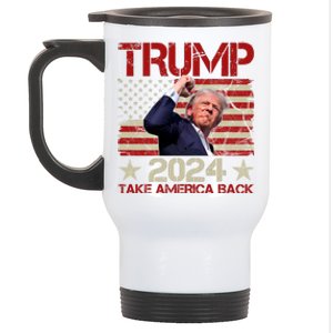 Trump Take America Back Fist Pump Shot Rally 2024 Stainless Steel Travel Mug