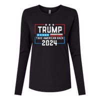 Trump Take America Back 2024 Usa Flag Patriotic 4th Of July Womens Cotton Relaxed Long Sleeve T-Shirt